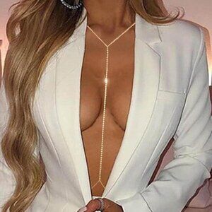 ✨ Zeshimb Body Chain Women Gold Rhinestone Crystal Belly Bikini Diamond Necklace